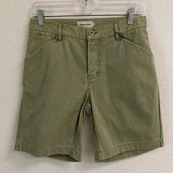 Taylor Stitch The Camp Shorts Mens 28 In Olive Green Herringbone Gorpcor… - Picture 1 of 11